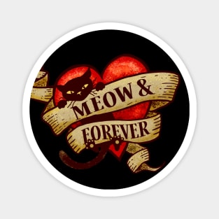 Meow and Forever - Cat Heart Tattoo Magnet